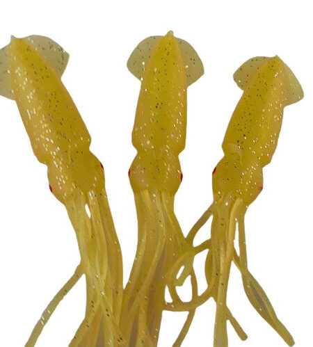 Yellow 12.5cm Lumo Coloured Fishing Octopus Skirts  (Pkt of 3)
